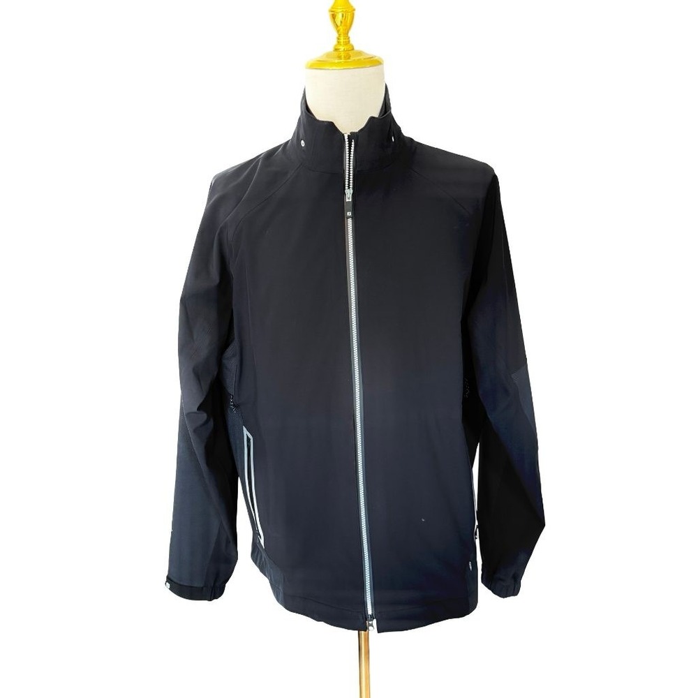 FootJoy HydroTour Mens L Black Waterproof Full Zip Golf Rain Jacket Windbreaker
